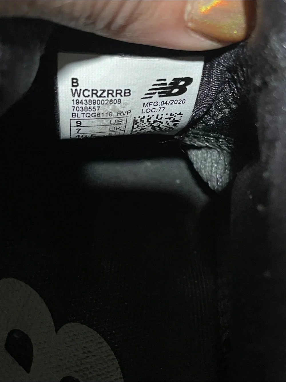 New Balance Black and White Athletic Sneakers with Tan Pull Tab